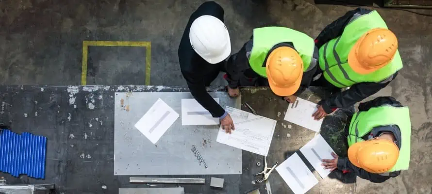 manufacturing workers and manager working with documents