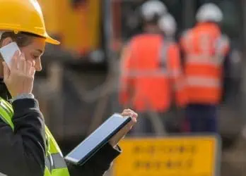 female engineer working on construction site