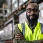 warehouse worker in a safety vest