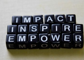 three words spelt in blocks: impact, inspire, empower