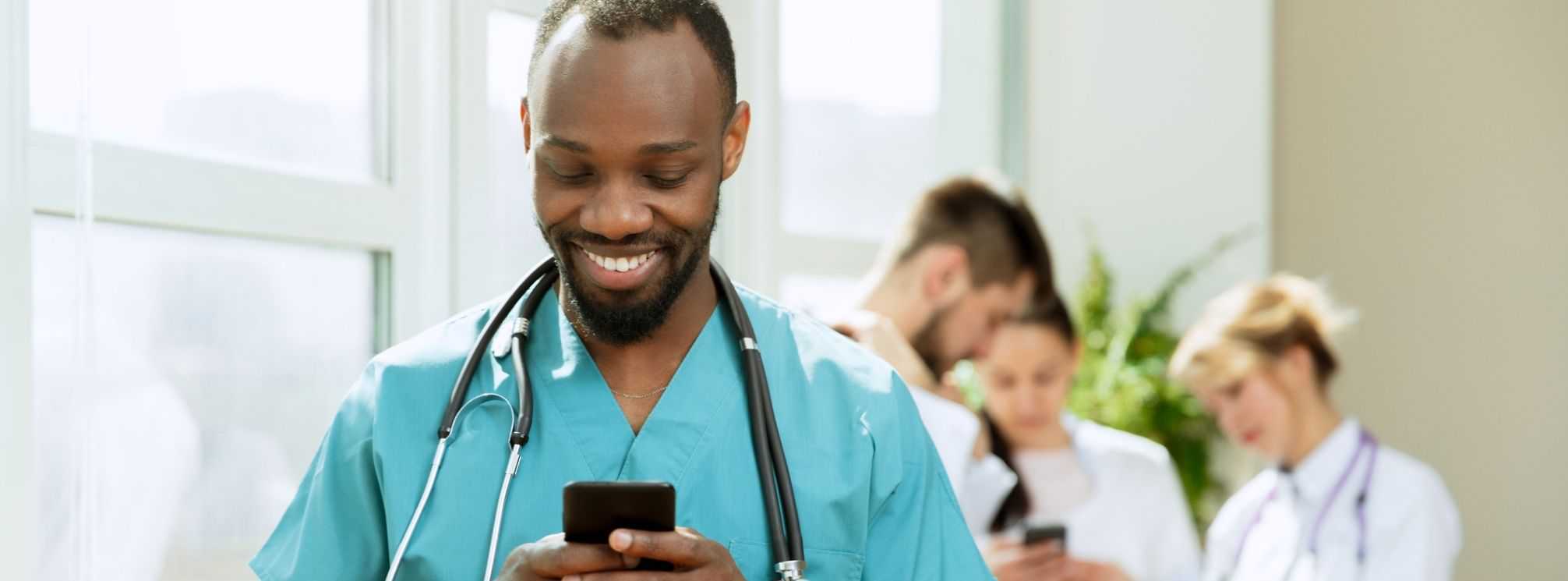 frontline healthcare worker using employee app