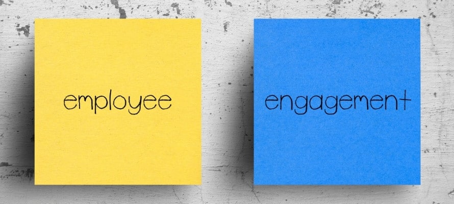 two post-it notes that say employee engagement