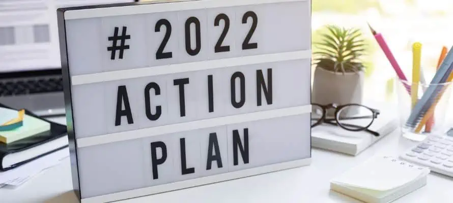 sign that says 2022 action plan