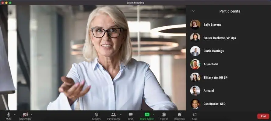 executive communicating via a video chat