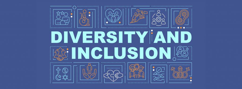 graphic with the words "diversity and inclusion"