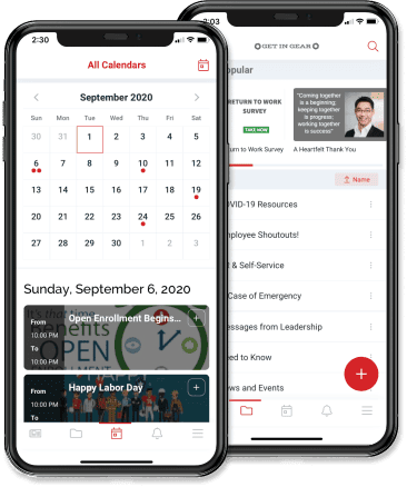theEMPLOYEEapp calendar and explore folders on iphones