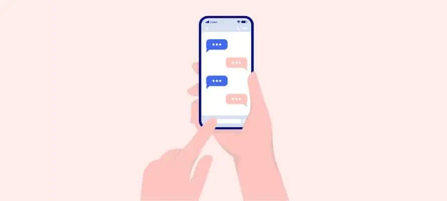 person using their phone for texting. Represents using text messages to communicate.