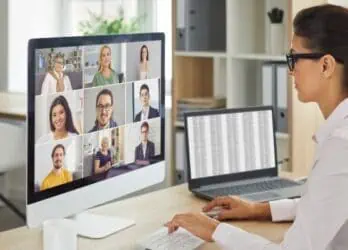 example of how to engage remote employees. Company zoom call with employees from their home offices