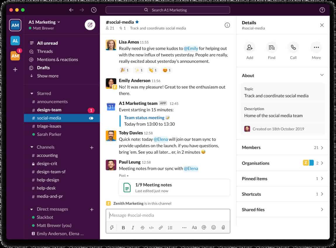 Slack messaging app